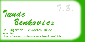 tunde benkovics business card